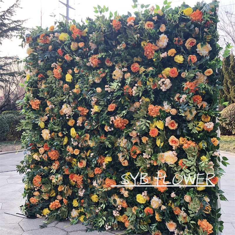 #156 Wholesale Custom Flower Wall Wedding Supplies Decoration Rose Backdrop Silk Artificial Decorative Flower Wall