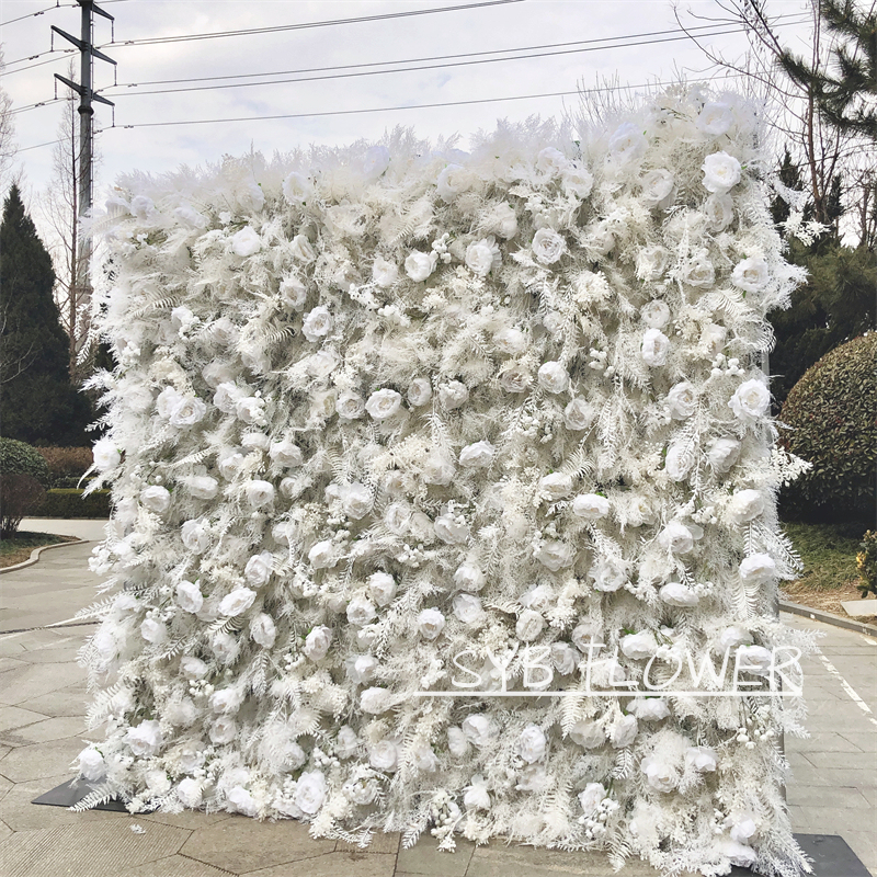 #183 Hot Selling Customized For Wedding Event Fabric Floral Decoration Simulation Wedding Artificial Flower Wall Panels