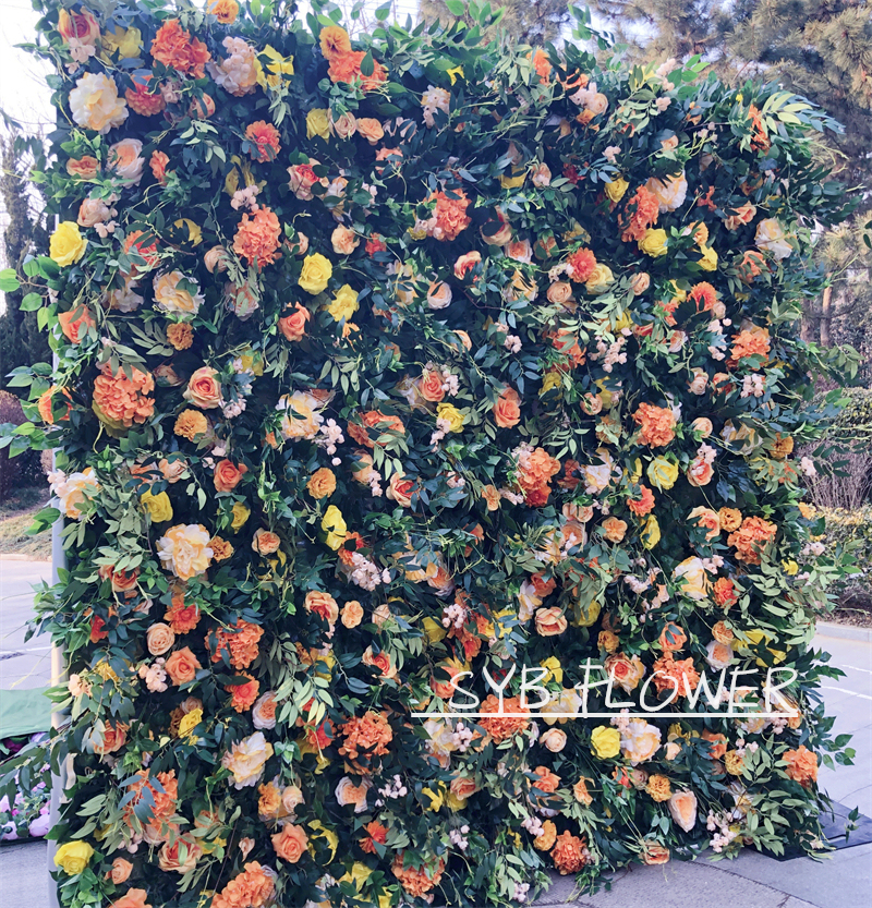 #156 Wholesale Custom Flower Wall Wedding Supplies Decoration Rose Backdrop Silk Artificial Decorative Flower Wall