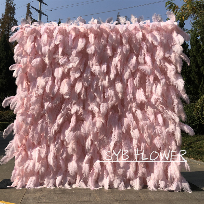 #164-5 SYB FLOWER Custom Size 3D Roll Up Artificial Feather Wall Backdrop Panel Wedding Decoration