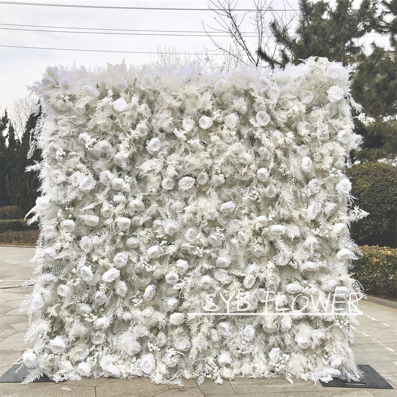 #183 Hot Selling Customized For Wedding Event Fabric Floral Decoration Simulation Wedding Artificial Flower Wall Panels