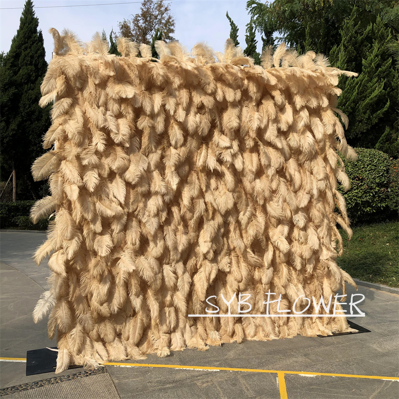 #164-6 SYB FLOWER Custom Size 3D Roll Up Artificial Feather Wall Backdrop Panel Wedding Decoration