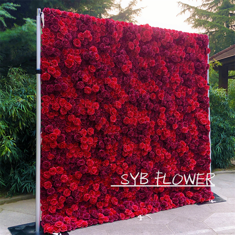 #165 SYB Custom Size 3D Roll Up Artificial Flowers Wall Backdrop Panel Wedding Decoration For Event Party