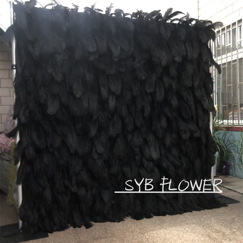 #164-3 SYB Factory Direct Custom Flower Wall Artificial Silk Feather Wall For Wedding Decoration Feather Wall
