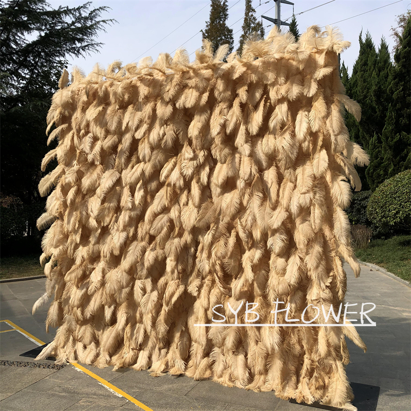 #164-6 SYB FLOWER Custom Size 3D Roll Up Artificial Feather Wall Backdrop Panel Wedding Decoration
