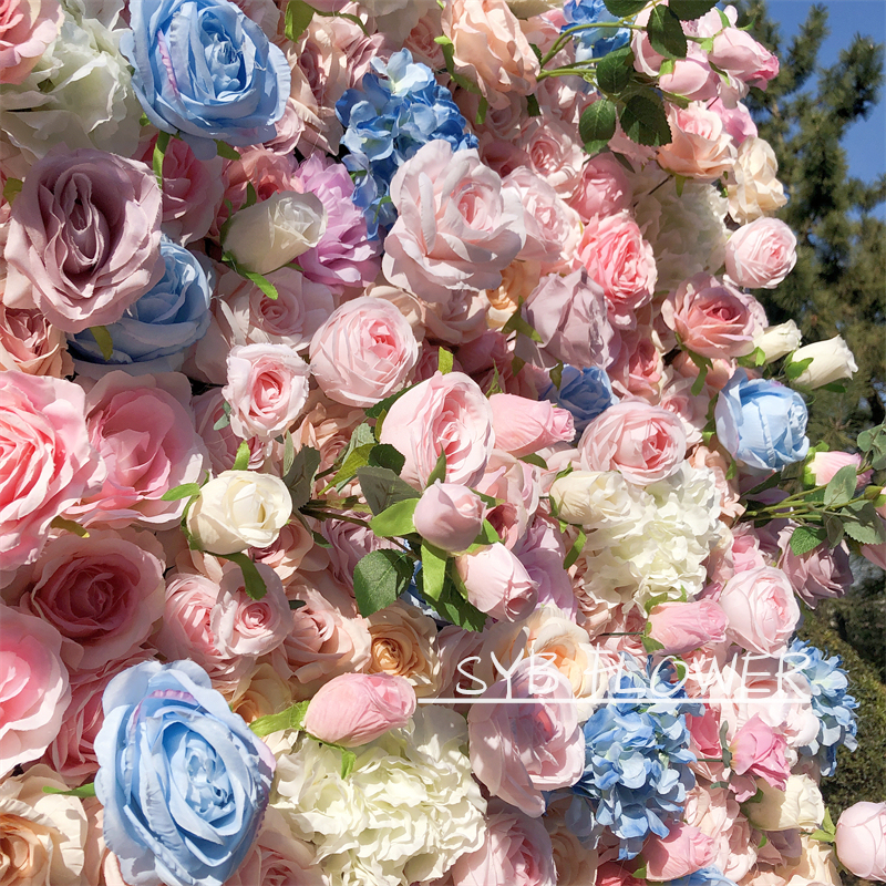 #127 Customized 3D Silk Party Specialty Store Wedding Roll Up Artificial Flower Wall Panel For Event Party
