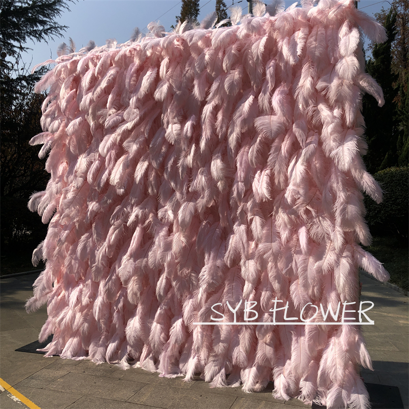 #164-5 SYB FLOWER Custom Size 3D Roll Up Artificial Feather Wall Backdrop Panel Wedding Decoration