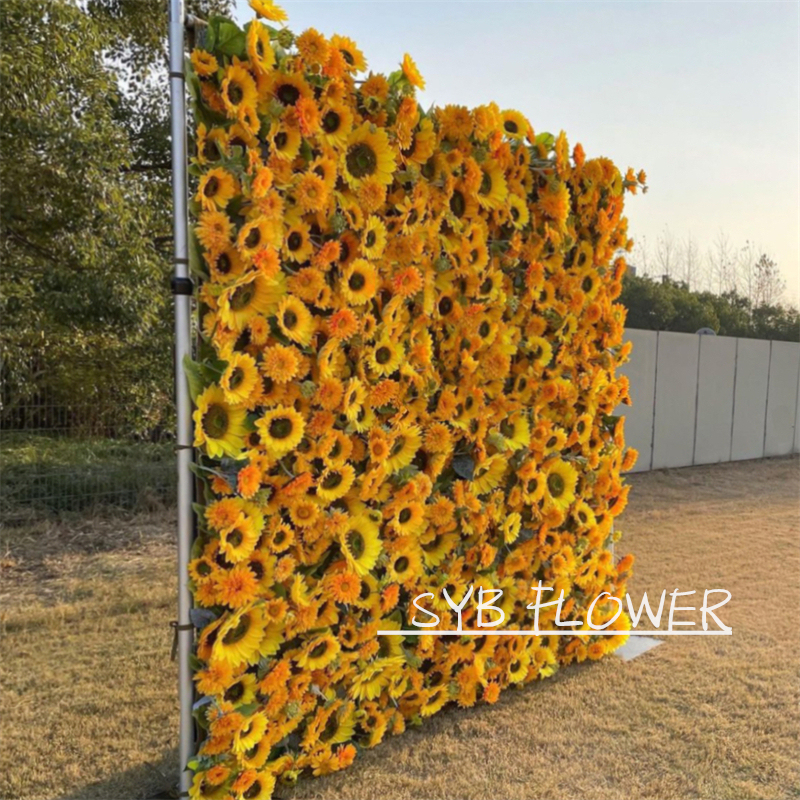 #227 SYB Factory Direct Custom Flower Wall Artificial Silk Feather Wall For Wedding Decoration Feather Wall