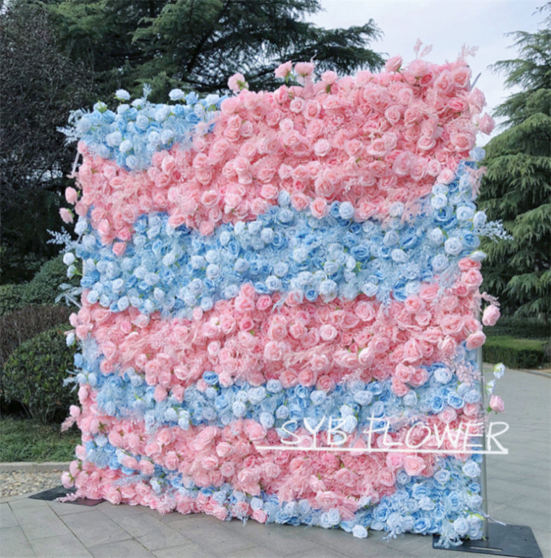 #241 Custom 3D Cloth Flower wall Wedding Artificial Silk Rose Flower Wall Panel Backdrop Artificial Flower Wall