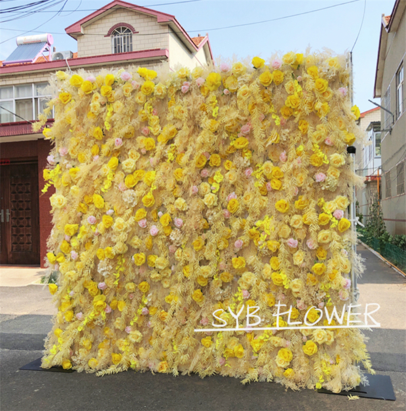 #238 SYB Factory Direct Custom Flower Wall Artificial Silk Flower Wall For Wedding Decoration Flower Wall
