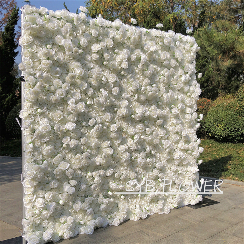 #240 Custom 5D Cloth Flower wall Wedding Artificial Silk Rose Flower Wall Panel Backdrop Artificial Flower Wall