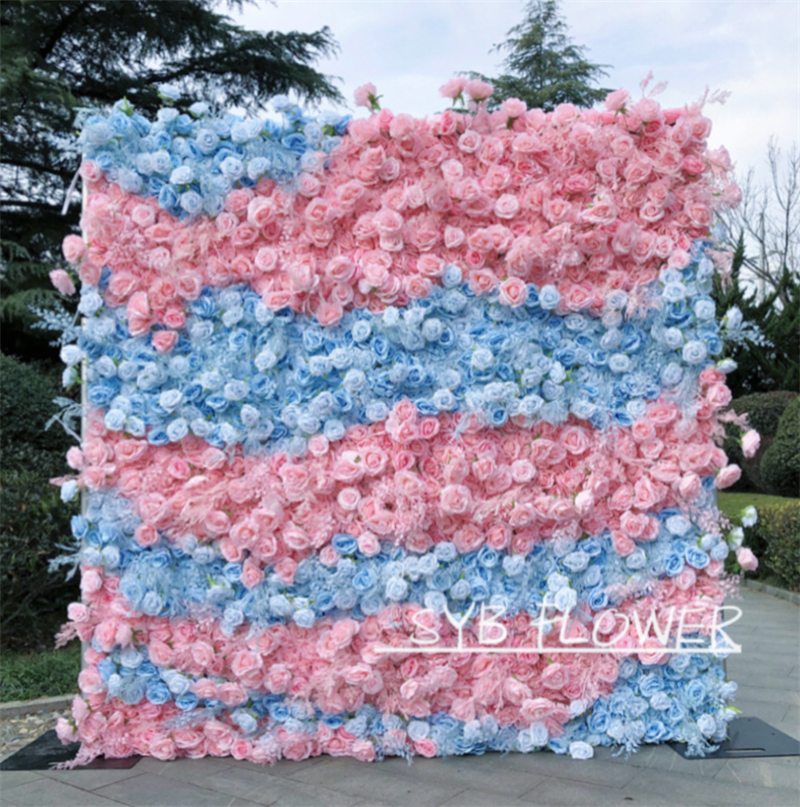 #241 Custom 3D Cloth Flower wall Wedding Artificial Silk Rose Flower Wall Panel Backdrop Artificial Flower Wall