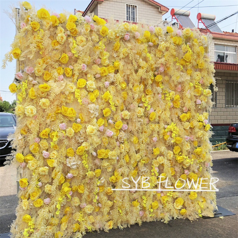 #238 SYB Factory Direct Custom Flower Wall Artificial Silk Flower Wall For Wedding Decoration Flower Wall