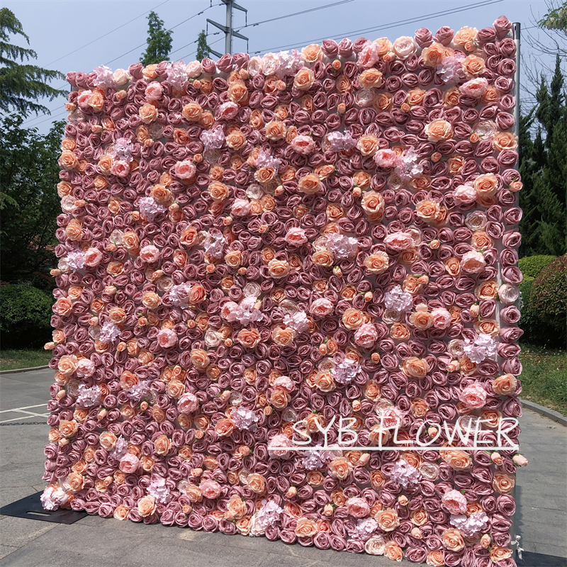 #216 Valentine's Day Wedding Reception Business Celebration Artificial Silk Background Roll Up Flower Wall