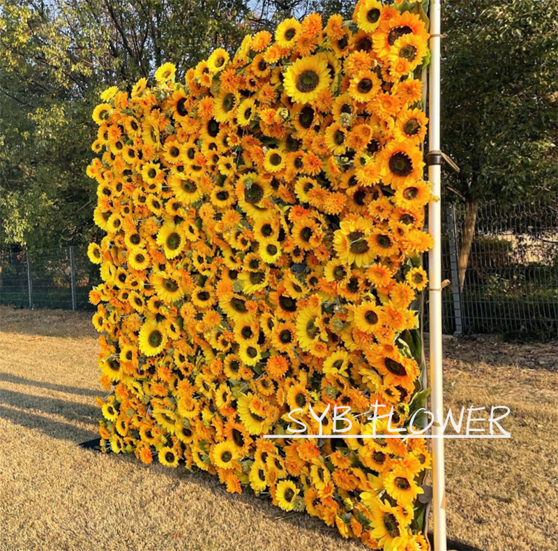 #227 SYB Factory Direct Custom Flower Wall Artificial Silk Feather Wall For Wedding Decoration Feather Wall