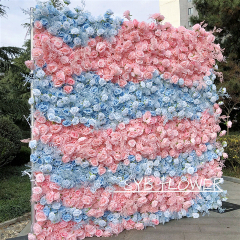#241 Custom 3D Cloth Flower wall Wedding Artificial Silk Rose Flower Wall Panel Backdrop Artificial Flower Wall