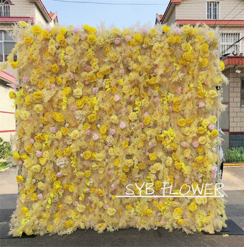 #238 SYB Factory Direct Custom Flower Wall Artificial Silk Flower Wall For Wedding Decoration Flower Wall