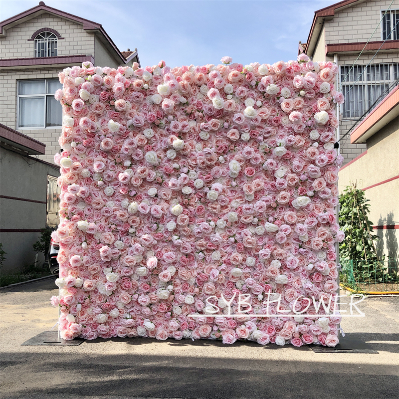 #209 SYB 2022 Customized Excellent Quality Feel Real Silk Decorative Set Pink Straw Flower Wall Background Wall