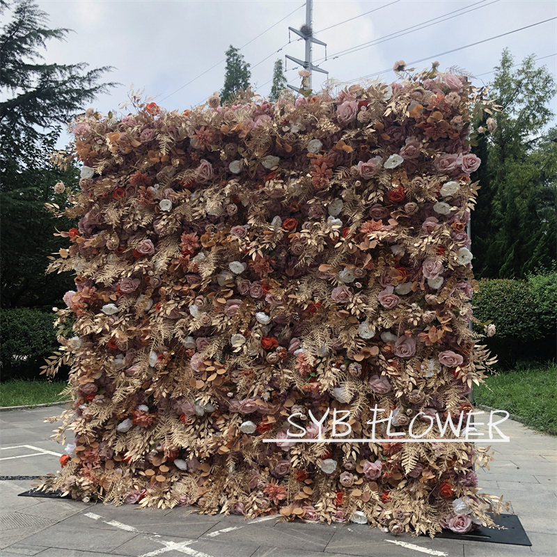 #230 SYB New ProductS Very 5D Roll Up Artificial Colorful Flowers Wall Backdrop Panel Wedding Decoration