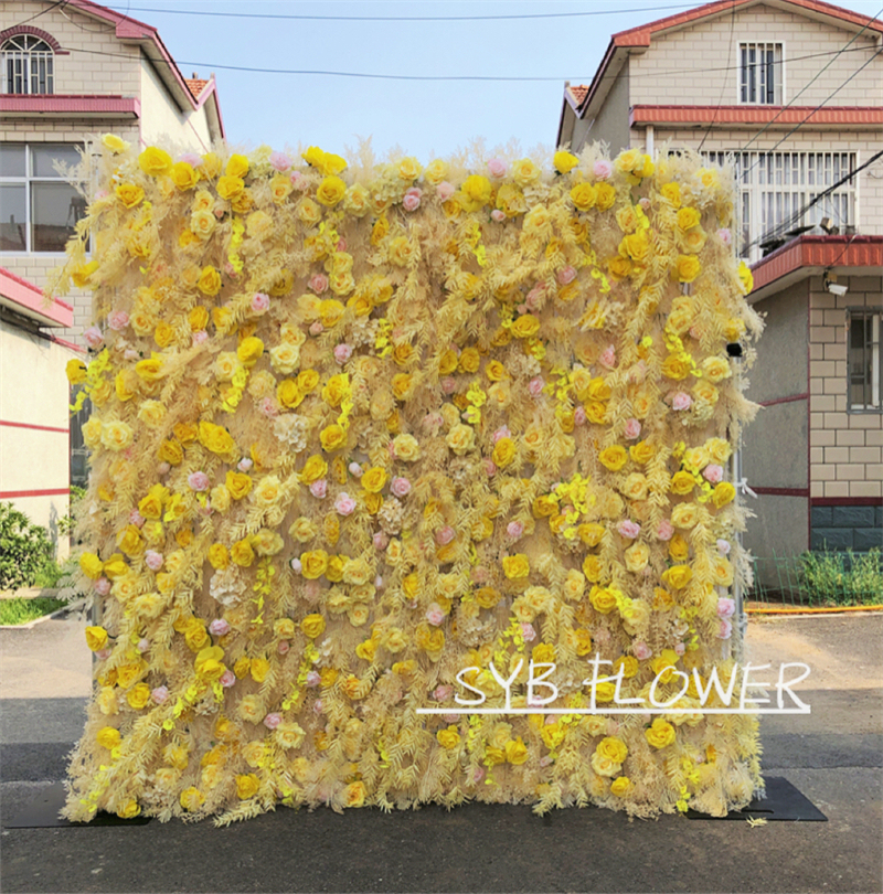 #238 SYB Factory Direct Custom Flower Wall Artificial Silk Flower Wall For Wedding Decoration Flower Wall