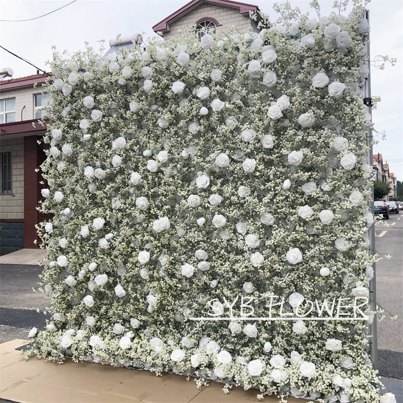 #206-2 Hot Sale Wedding Event Background decoration artificial Romantic 5D Flower Wall Backdrop Best Quality