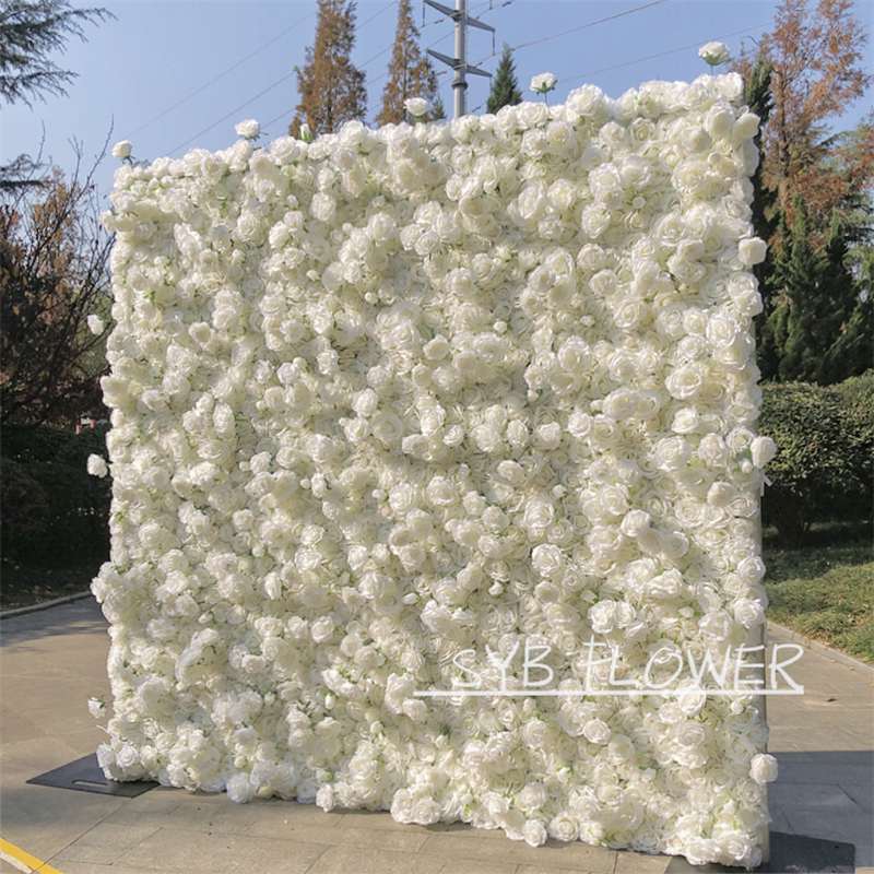 #240 Custom 5D Cloth Flower wall Wedding Artificial Silk Rose Flower Wall Panel Backdrop Artificial Flower Wall
