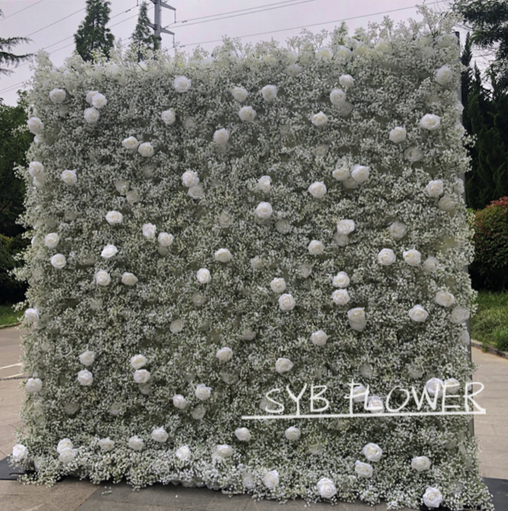 #206 SYB 2022 Latest Design Wedding Flower Wall Backdrop With Top Quality Silk Flowers And Cloth Backing Baby Shower