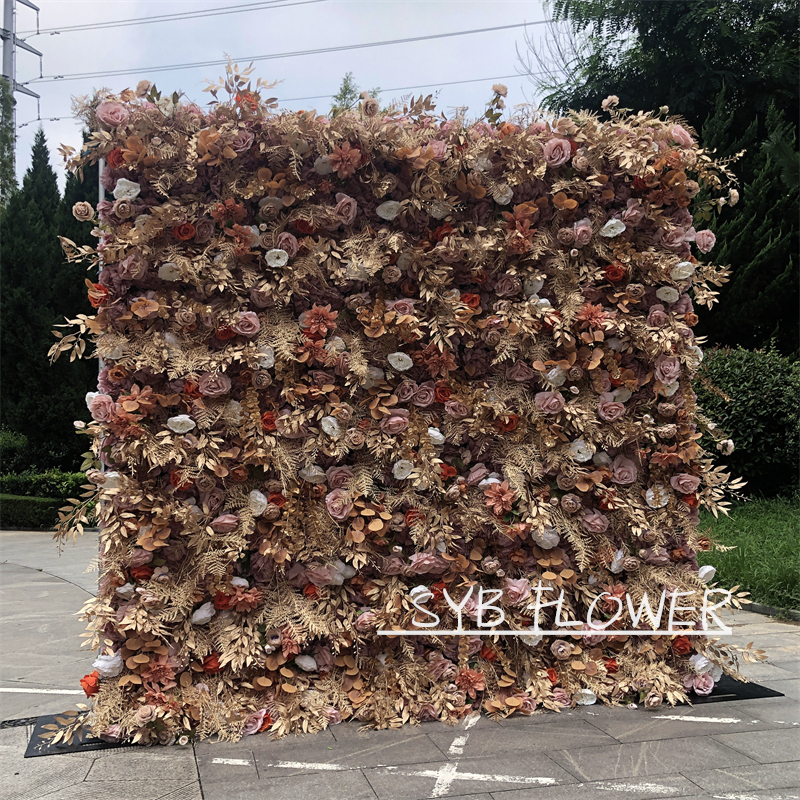 #230 SYB New ProductS Very 5D Roll Up Artificial Colorful Flowers Wall Backdrop Panel Wedding Decoration