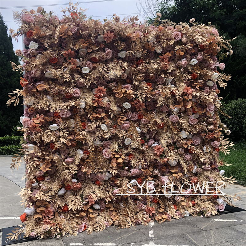 #230 SYB New ProductS Very 5D Roll Up Artificial Colorful Flowers Wall Backdrop Panel Wedding Decoration