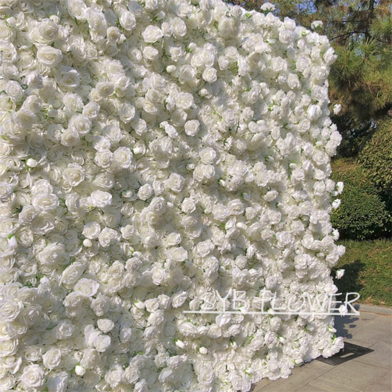 #240 Custom 5D Cloth Flower wall Wedding Artificial Silk Rose Flower Wall Panel Backdrop Artificial Flower Wall