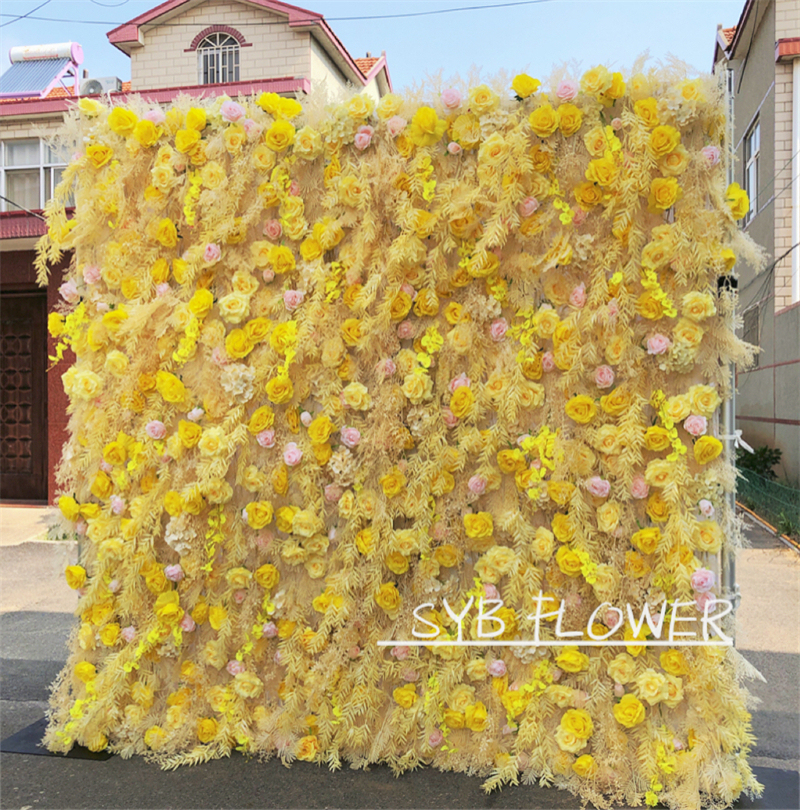 #238 SYB Factory Direct Custom Flower Wall Artificial Silk Flower Wall For Wedding Decoration Flower Wall