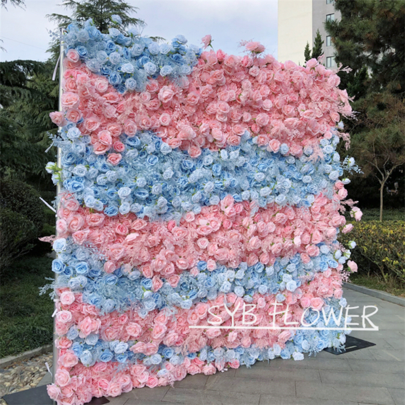 #241 Custom 3D Cloth Flower wall Wedding Artificial Silk Rose Flower Wall Panel Backdrop Artificial Flower Wall