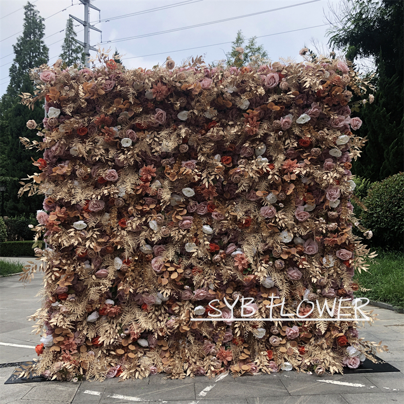 #230 SYB New ProductS Very 5D Roll Up Artificial Colorful Flowers Wall Backdrop Panel Wedding Decoration