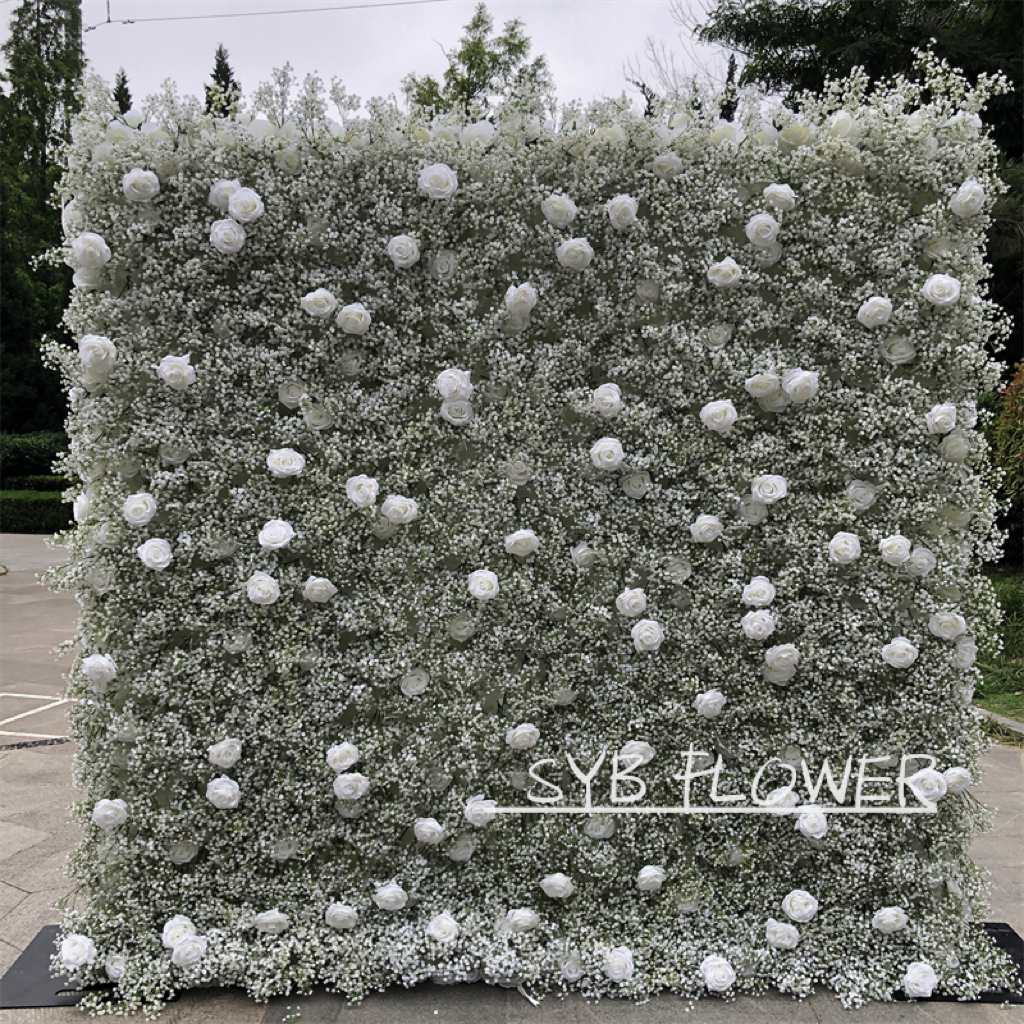 #206 SYB 2022 Latest Design Wedding Flower Wall Backdrop With Top Quality Silk Flowers And Cloth Backing Baby Shower