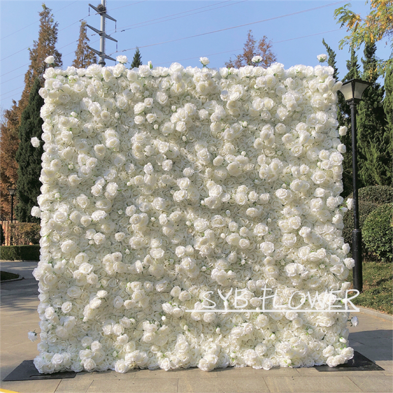 #240 Custom 5D Cloth Flower wall Wedding Artificial Silk Rose Flower Wall Panel Backdrop Artificial Flower Wall