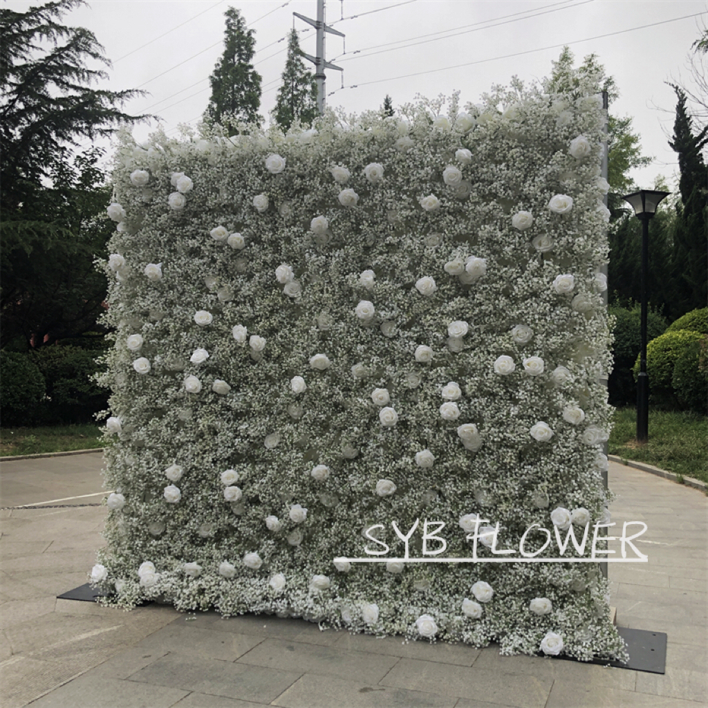 #206 SYB 2022 Latest Design Wedding Flower Wall Backdrop With Top Quality Silk Flowers And Cloth Backing Baby Shower