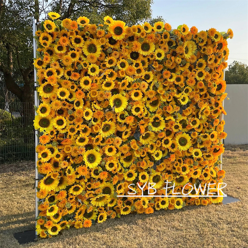 #227 SYB Factory Direct Custom Flower Wall Artificial Silk Feather Wall For Wedding Decoration Feather Wall