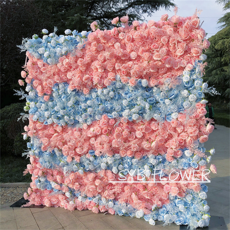 #241 Custom 3D Cloth Flower wall Wedding Artificial Silk Rose Flower Wall Panel Backdrop Artificial Flower Wall