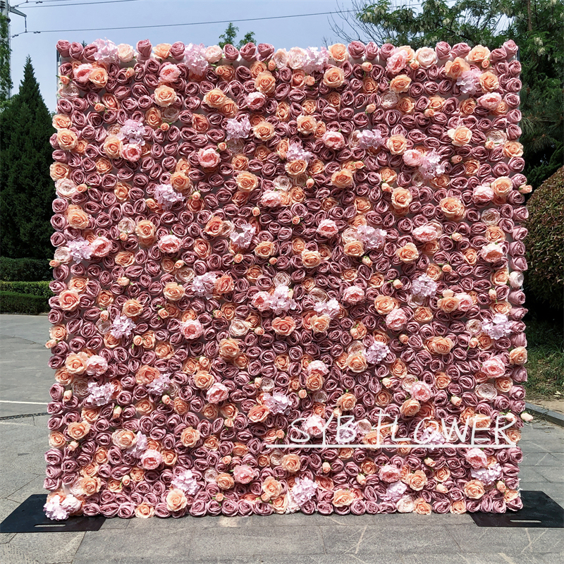 #216 Valentine's Day Wedding Reception Business Celebration Artificial Silk Background Roll Up Flower Wall