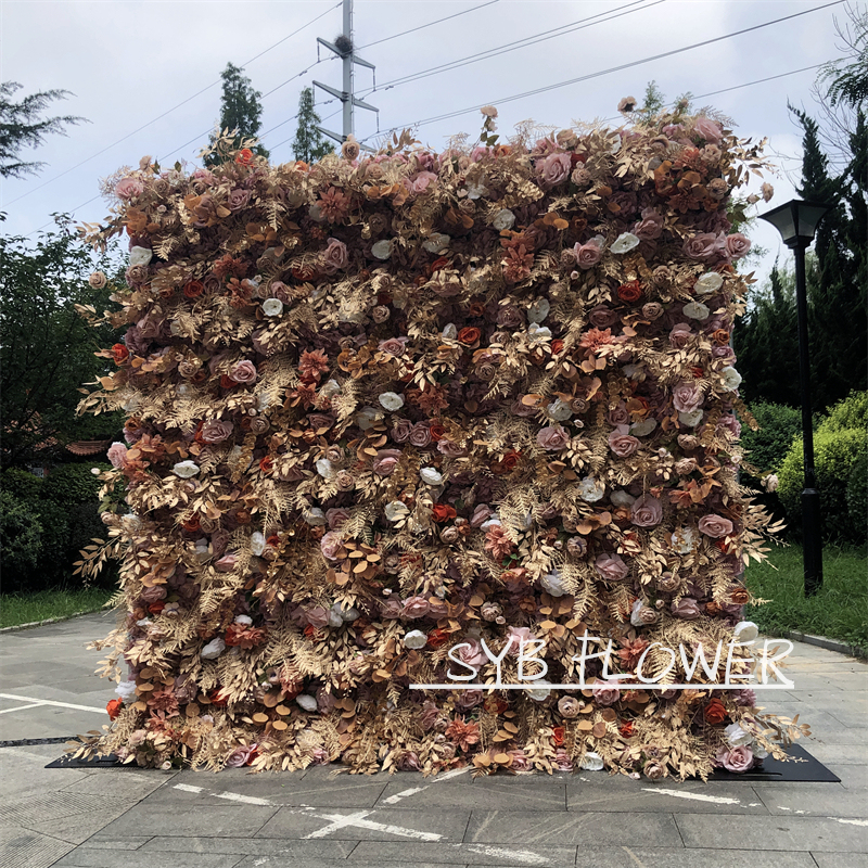 #230 SYB New ProductS Very 5D Roll Up Artificial Colorful Flowers Wall Backdrop Panel Wedding Decoration