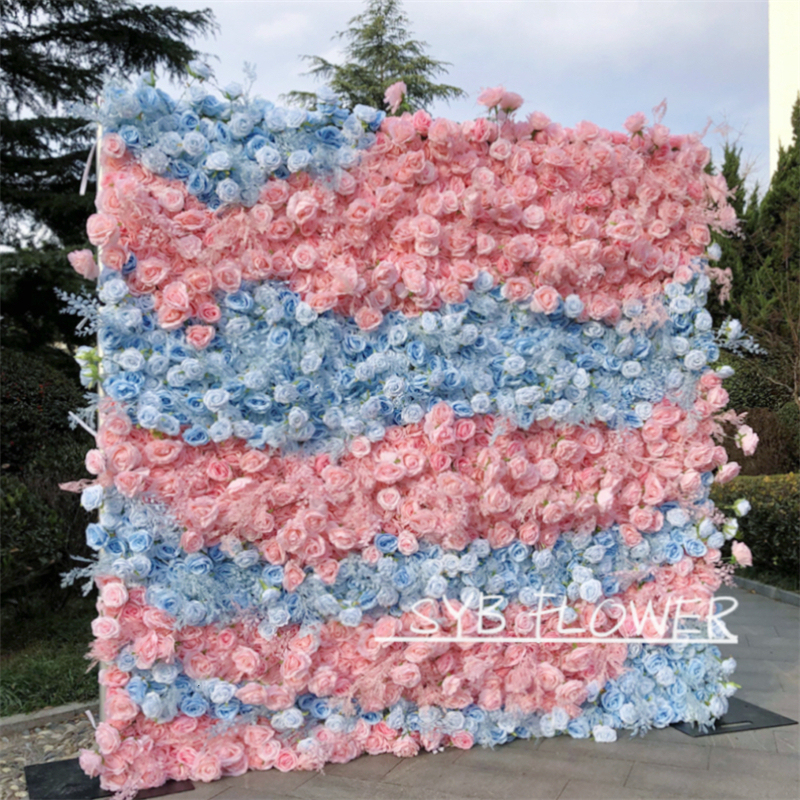 #241 Custom 3D Cloth Flower wall Wedding Artificial Silk Rose Flower Wall Panel Backdrop Artificial Flower Wall