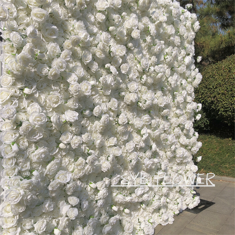 #240 Custom 5D Cloth Flower wall Wedding Artificial Silk Rose Flower Wall Panel Backdrop Artificial Flower Wall