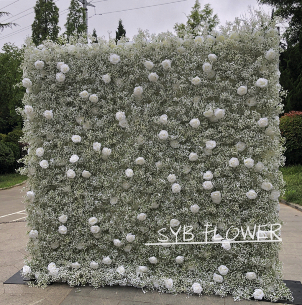 #206 SYB 2022 Latest Design Wedding Flower Wall Backdrop With Top Quality Silk Flowers And Cloth Backing Baby Shower