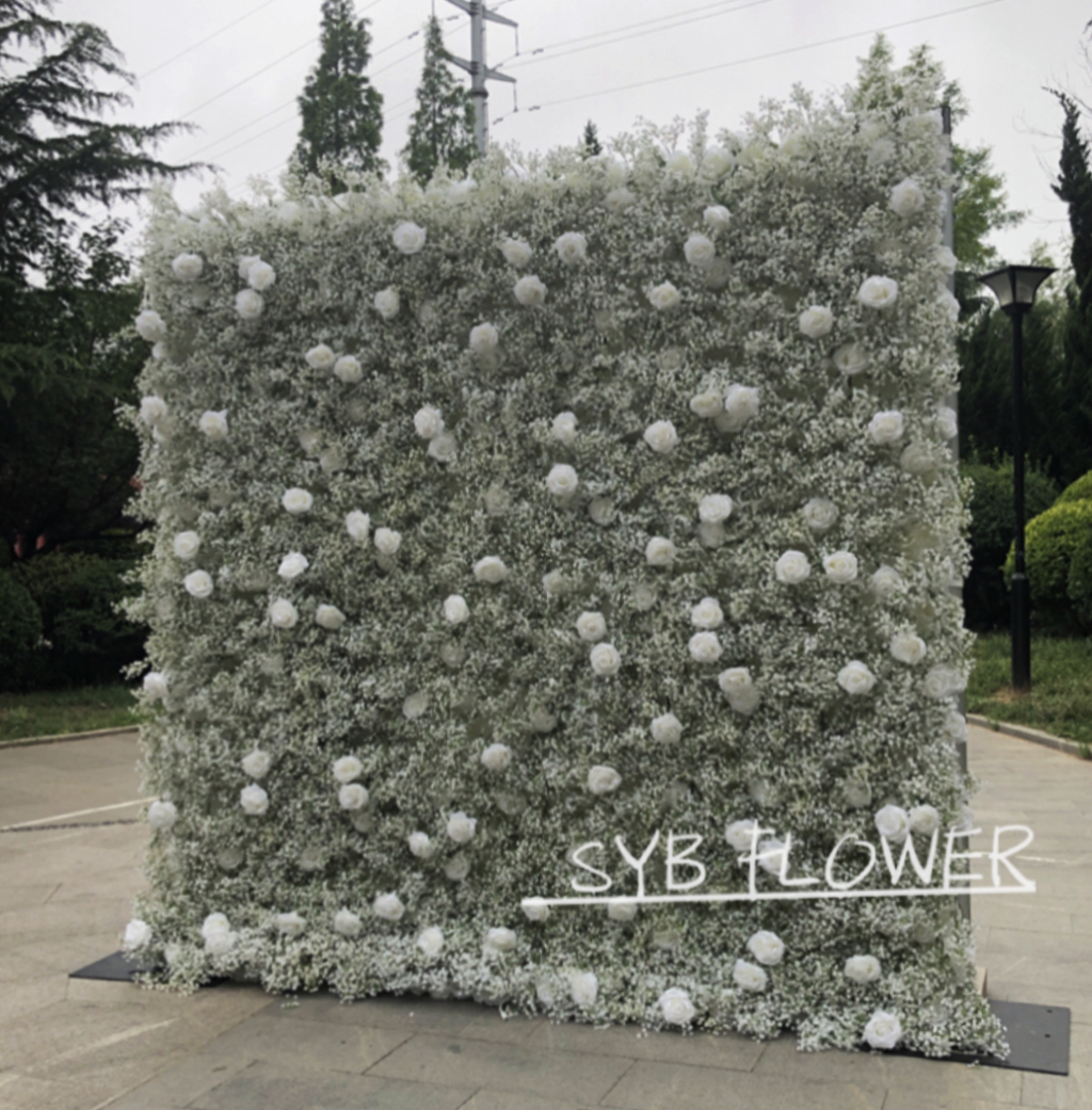 #206 SYB 2022 Latest Design Wedding Flower Wall Backdrop With Top Quality Silk Flowers And Cloth Backing Baby Shower