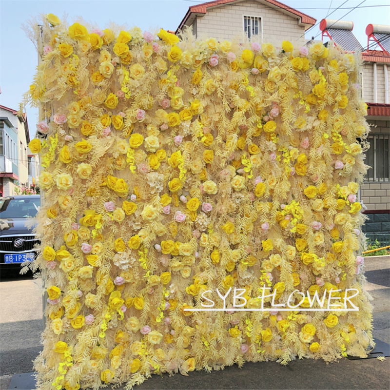 #238 SYB Factory Direct Custom Flower Wall Artificial Silk Flower Wall For Wedding Decoration Flower Wall