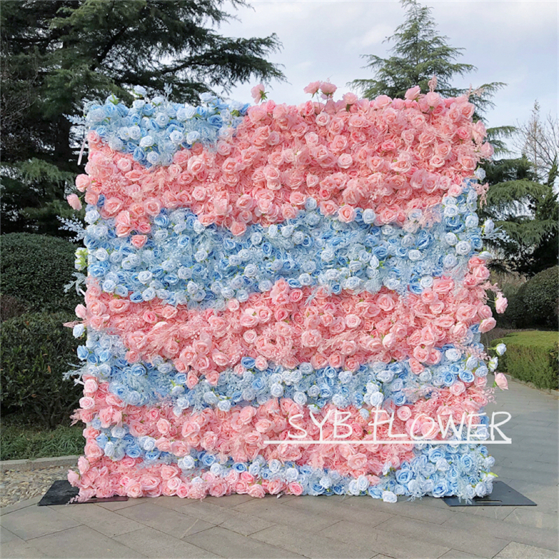 #241 Custom 3D Cloth Flower wall Wedding Artificial Silk Rose Flower Wall Panel Backdrop Artificial Flower Wall