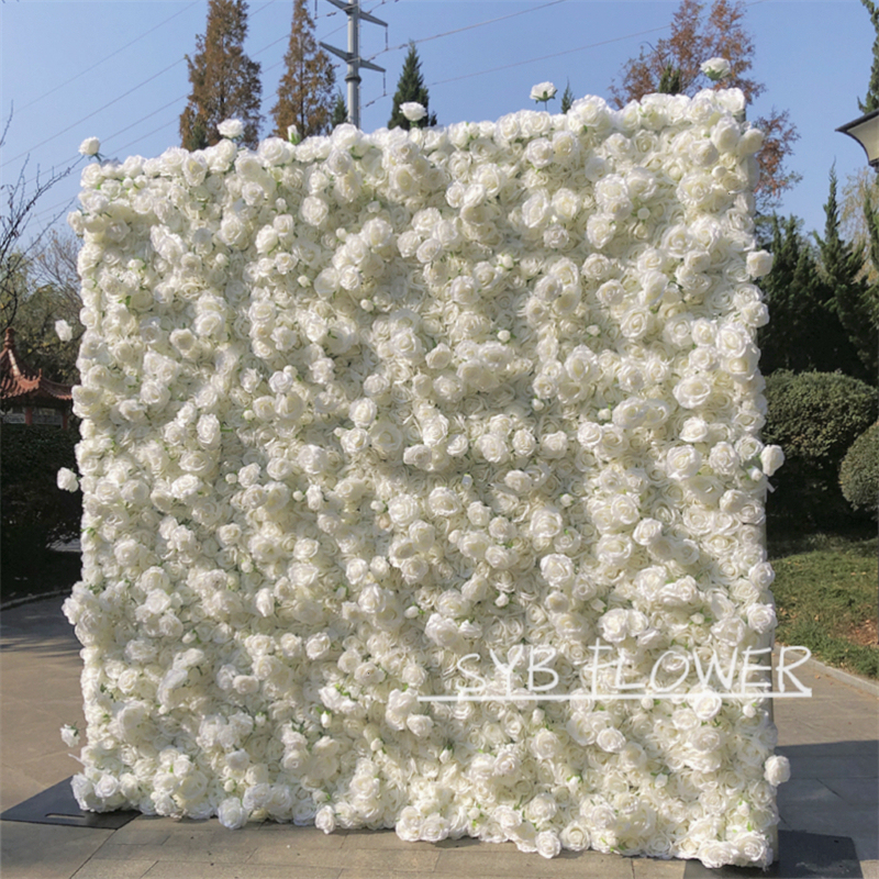 #240 Custom 5D Cloth Flower wall Wedding Artificial Silk Rose Flower Wall Panel Backdrop Artificial Flower Wall