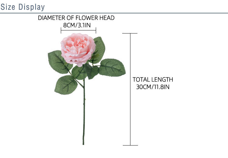 #GF15423 Simulation Christmas Single Stem Silk Rose Spray Decoration Wall Artificial Flower For Wedding