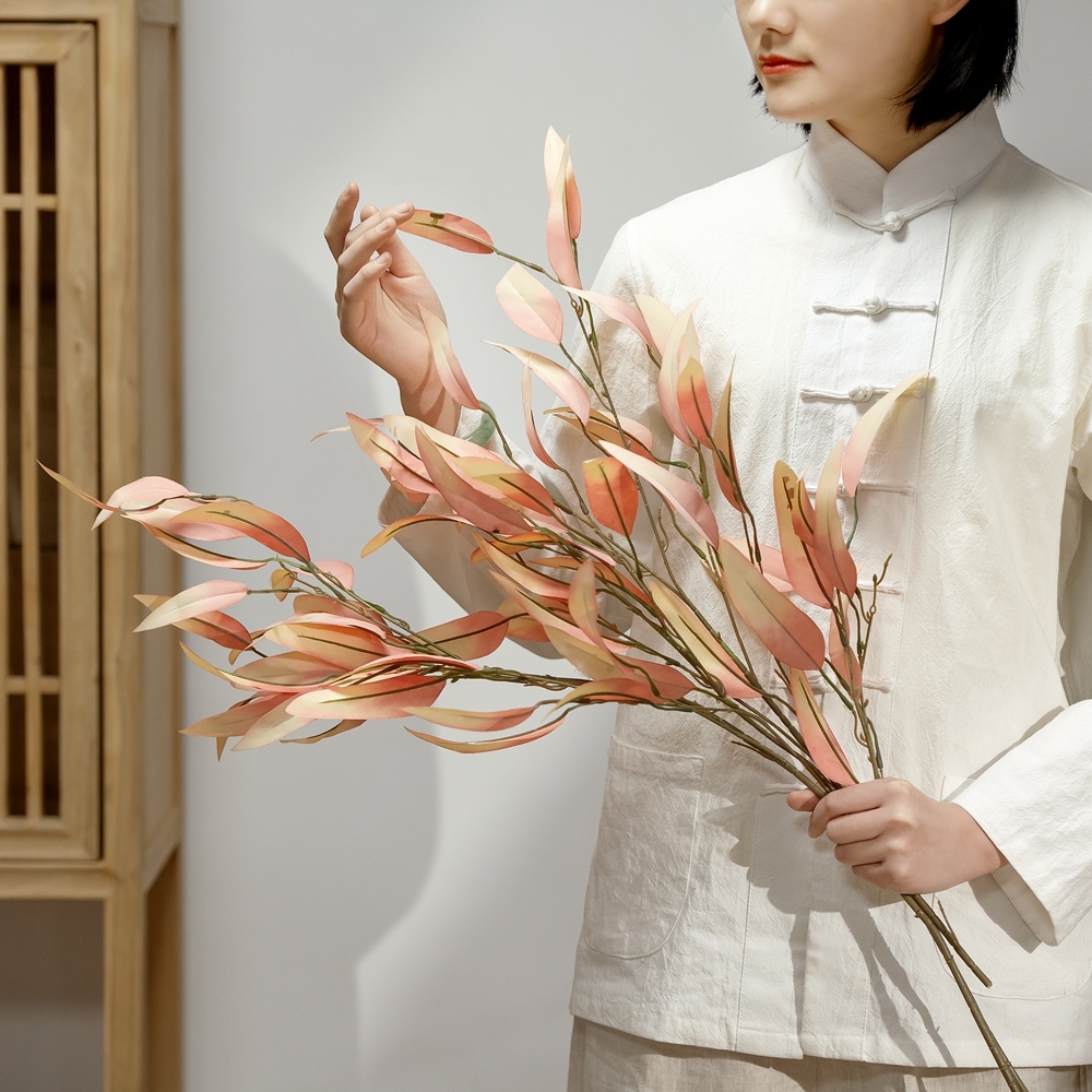 YC1066 New Design Artificial Flower Plant Artificial Silk Willow Leaves For Bridal Bouquet