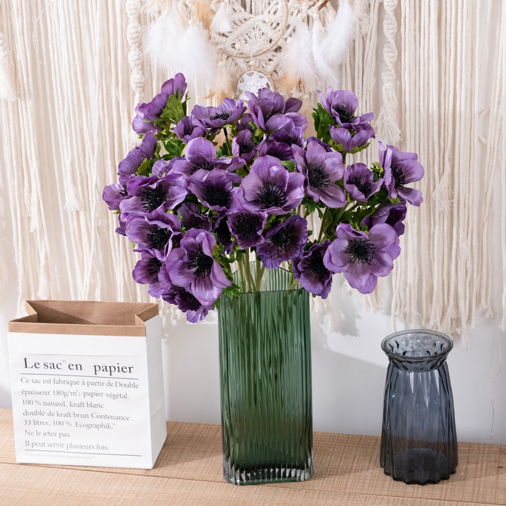 YC1065 Silk Purple 3-heads Camellia Branch For DIY Wedding Shower Centerpieces Arrangements Party Tables Decor